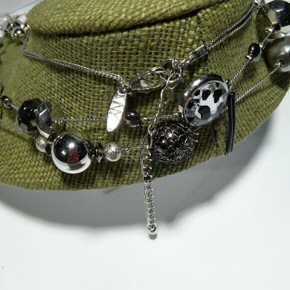 Women`s silver tone long bead chain necklace. - Picture 3 of 4